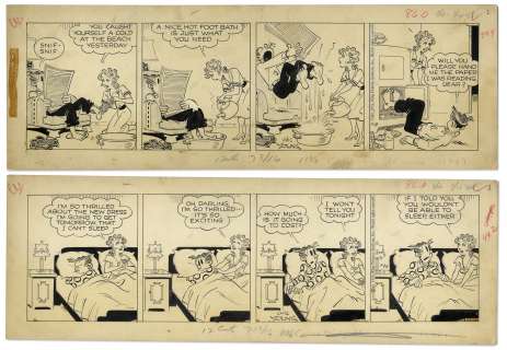 2 Chic Young Hand-Drawn ’’Blondie’’ Comic Strips From 1954 | Nate Sanders