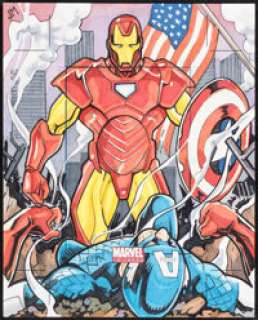 2011 Rittenhouse Marvel Universe - Iron Man vs Captain America by Jake Minor - Artist’s Proof Sketch Card | Heritage