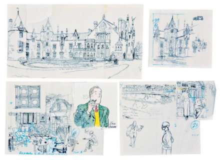 Savard Didier | Â«Dick HérissonÂ». Ensemble encadré de 5 crayonnés pour la | Tessier Sarrou