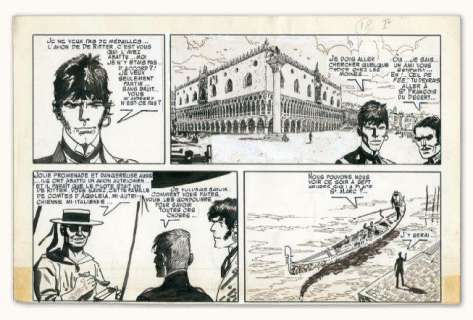 Pratt | CORTO MALTESE Encre de Chine, feutre et collage pour la demi-planche | Millon