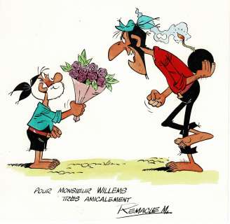 Remacle - Lot 344 - Le Vieux Nick, dessin original à l’encre de chine et à l’aquarelle, dédicacé et signé.