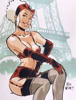 Meynet, Félix - Dessin original couleur - Mirabelle coquine Ã  la Tour Eiffel | Catawiki