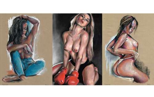 Pin Up - Dolzhikova - 3x A3 Original Artworks "Oh My..." Signed - Loose page - (2020) | Catawiki
