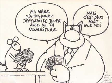 Geluck - Le Chat, illustration au feutre noir et Ã  la goua…