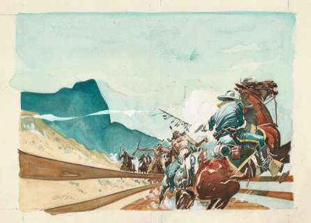 Giovanni Ticci | "L’Eroe di Broken Bow" - Giovanni Ticci - cover originale per romanzo - Exemplaire unique - (1988) | Catawiki