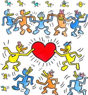 Tony Fernandez, Disney Artist | Donald & Daisy inspired by Keith Haring - Original Painting - Tony Fernandez | Catawiki