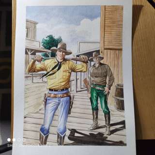 Fabrizio Russo - Tex - illustrazione originale a colori - Fabrizio Russo Tex e Carson - Page volante