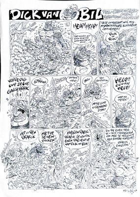 Eric Schreurs et Hein de Kort, Dick van Bill 2 planches originales histoire complète, 1993