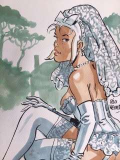 Meynet, Félix | Meynet, Félix - Dessin original couleur - Mirabelle jeune mariée dans la campagne | Catawiki