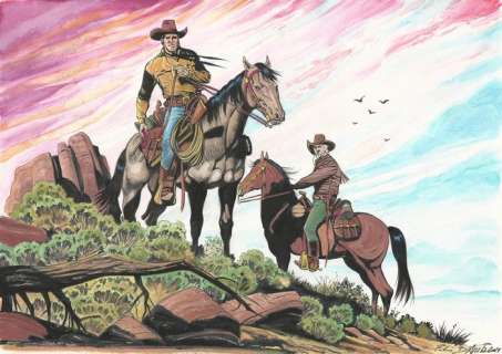 Fabio D’agata | Tex - Fabio D’Agata - illustrazione originale china e acquarello - Page volante - Exemplaire unique | Catawiki