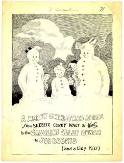 Frank King | King - Gasoline Alley Christmas Card 1937 | Russ Cochran