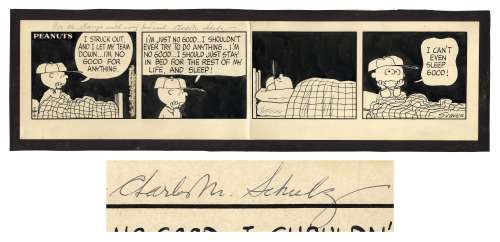 Charles Schulz Hand-Drawn ’’Peanuts’’ Comic Strip From 1965, Featuring Charlie Brown | Nate Sanders