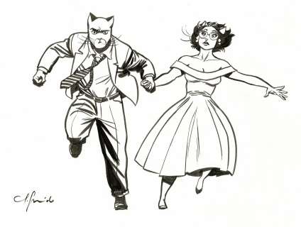 Guarnido | Blacksad, Ame Rouge, couverture originale à l’encre de chine pour le tirage de luxe paru 2005 chez Rêves de Bulles. | Septimus