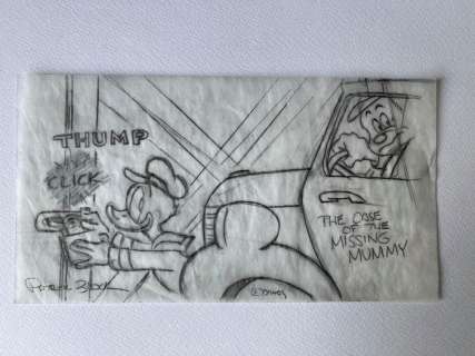 Patrick Block | Original pencil artwork by American Disney artist Patrick Block. NO RESERVE! - The Case of the Missing Mummy - Page volante - Exemplaire unique - (2008) | Catawiki