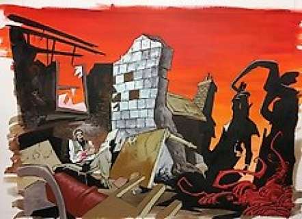 Ted McKeever - 51 X 38Cm. | War of the Worlds - Ted McKeever - Original horror painting - double splash - Exemplaire unique - (2005) | Catawiki