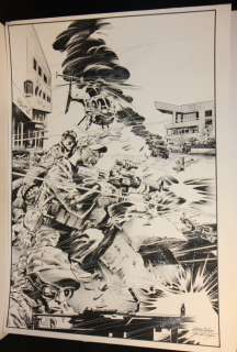 Dave Gutierrez - Days of Rage Full Battle Piece Lightbox Over Gene Colan - La - Signed