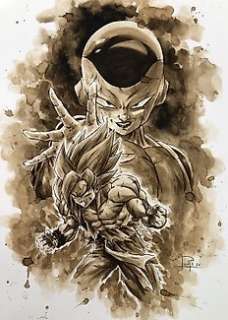 Juapi Coffee Artist | Original Coffee Painting - GOKU & FREZZER (2021) | Catawiki