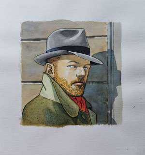 Vittorio Giardino | Vittorio Giardino - Orient Express: illustrazione originale / L’avventuriero prudente: cover originale - Page volante - Exemplaire unique - (1982/2011) | Catawiki