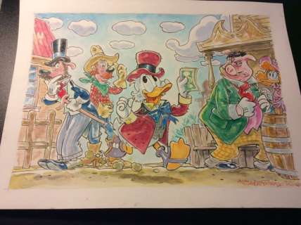 Alessandro Gottardo | Alessandro Gottardo - Original Drawing - â€œZio Paperone nel suo vecchio, caro Westâ€ (2020) | Catawiki