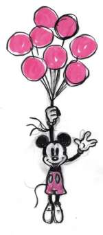 Tony Fernandez, Disney Artist | Mickey Mouse Inspired by BANKSY’s Flying Balloon Girl - Original Sketch - Tony Fernandez | Catawiki