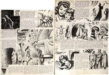 Pellos | Â«Durga RaniÂ». 2 planches Ã  l’encre de Chine pour les pages 129 et | Tessier Sarrou