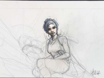 Massimiliano Frezzato | Massimiliano Frezzato - Illustrazione Preparatoria "I Custodi del Maser: Maraa-Kamè" - Firmata - Page volante - Exemplaire unique | Catawiki