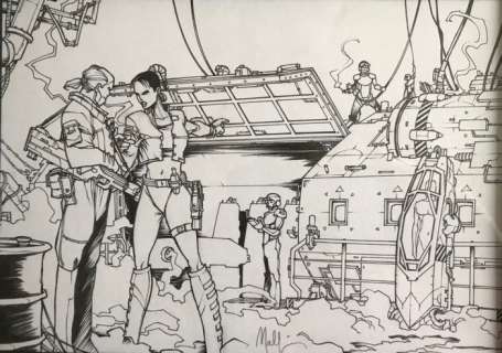 Malfin, Nicolas | Malfin, Nicolas - Dessin original - Golden City - Jeu de rôle - (1999) | Catawiki