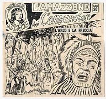 Pietro Gamba - Kinowa Serie V - L‘ Amazzone dei Comanches #12 - Pietro Gamba - cover originale "L‘ Arco e la Freccia" - Page volante - Exemplaire unique - (1952)