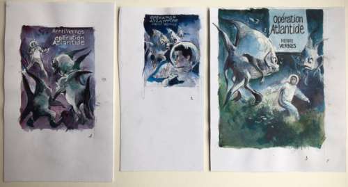 Follet, René | Follet, René - 3x Crayonné original couleur - Couverture - Bob Morane - Opération Atlantide - (2006) | Catawiki