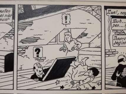 Bob de Moor | De Moor, Bob - Originele pagina (strook 29-30-31-32) - Nonkel Zigomar, Snoe en Snolleke - ’De schat van Baekelandt’ - (1952) | Catawiki