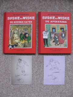 Willy Vandersteen | Suske en Wiske 55 + 57 - De Koddige Kater + De Apekermis - Rode Klassiek Reeks + 2x pentekening van Paul Geerts - Cartonné - Réédition - (1999) | Catawiki