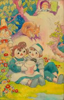  - Johnny Gruelle (American, 1880-1938)
 A Wishing Pebble Picnic, Raggedy Ann in the Deep Deep Woods interior illustration,...