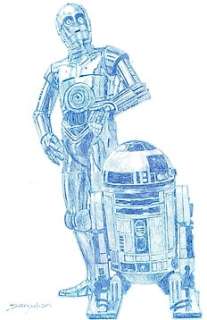 Sanjulian, Manuel - Sanjulian, Manuel - C-3PO and R2-D2 [Star Wars] - Original Drawing - Signed - Pencil Art