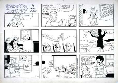 Mort Walker - Beetle Bailey (Basserne) Sunday 5-23 1982, original