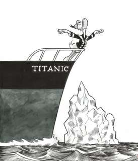 Tony Fernandez, Disney Artist | Donald Duck inspired by Titanic - Original Drawing - Tony Fernandez Signed - Original Art | Catawiki