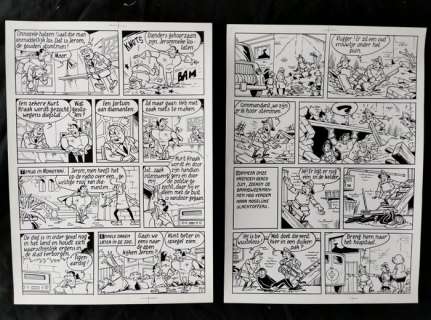 Edward de Rop | Jerom - 2 originele pagina’s (p.4 + 9) - Mysterie in de zoo - Page volante - (1980) | Catawiki