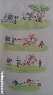 Pat Mallet. (1939-2012)Dibujo original 30 x 21 ctms. con hombrecillo verde. Marciano