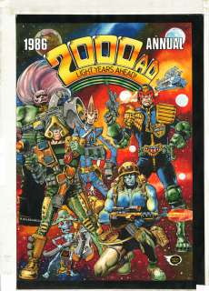 Massimo Belardinelli - 2000ad 1986 annual cover -judge dredd, rogue trooper, strontium dog, ace trucking co. -  massimo belardinelli
