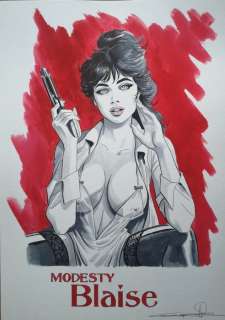 Giuseppe Candita | G. Candita - " tributo a Modesty Blaise " cm 42x29 - Page volante - Exemplaire unique (2022) | Catawiki