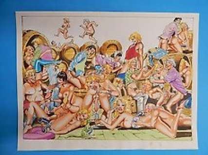 Gianni Pinaglia - Risatissime - Gianni Pinaglia - Illustrazione Originale erotica - Page volante - (1984)