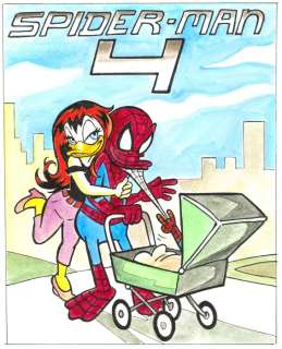 Tony Fernandez, Disney Artist | Original Painting - Donald & Daisy inspired by Spider-Man 4 - Signed by Tony Fernandez - Acrylic Art | Catawiki