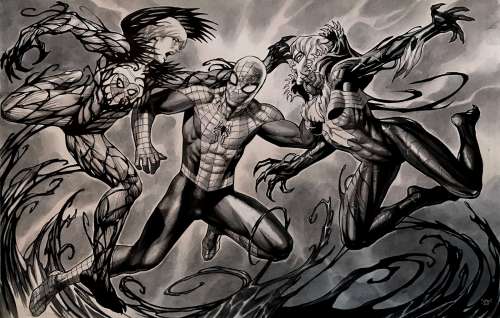 Lan Medina - Spider-Man, Gwen Stacy, Black Cat Symbiote Powered Catfight