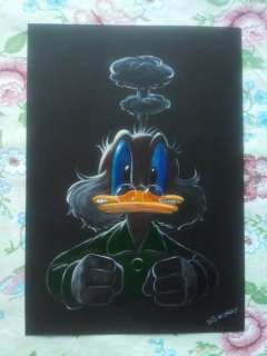 Bas Heymans | Bas Heymans - Schilderij - Olieverf op zwart aquarelkarton - ’Dagobert Duck boos" | Catawiki