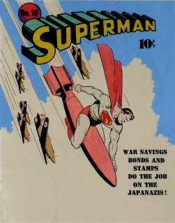 Fred Ray - golden age superman #18 huge hand colored / painted cover recreation