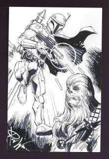 Boba Fett vs. Chewbacca Sketch by Ron Williams | mycomicshop.com