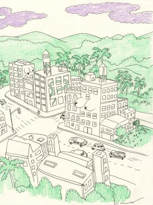 Lisa Hanawalt | Tuca & Bertie: Bird Town - Encre de Chine et crayons de couleur sur papier | Huberty Breyne Gallery