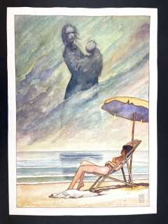 Milo Manara | Milo Manara - illustrazione originale "Due mondi" - Firmata - Page volante - Exemplaire unique | Catawiki