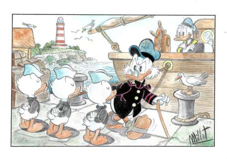 Millet | Family Duck - All Aboard! - Signed Original Drawing by Millet | Catawiki