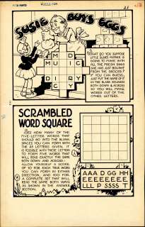 Carlson - SUSIE BUYS EGGS, PUZZLE FUN, Pg. 21 Original Comic Book Art | Russ Cochran