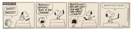 Original ’’Peanuts’’ Comic Strip Hand-Drawn by Charles Schulz -- With Ice Hockey Content From 1969 | Nate Sanders